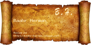 Baahr Herman névjegykártya